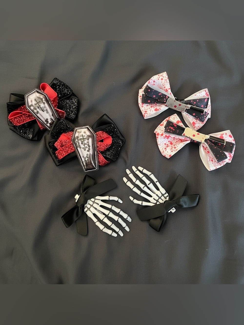 Amscan Halloween Hair Clips 3-Pair Skeleton Coffin Horror Goth Set